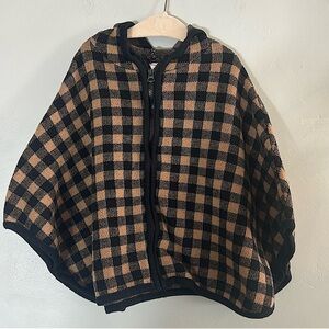 Zara Baby Knit  Brown Windowpane Poncho Sweater
